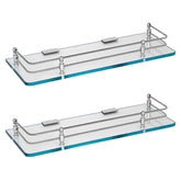Plantex Multipurpose Wall Storage Transparent Glass Shelf for Bathroom/Wall Stand for Kitchen/Living Room Shelf (Polished, 12x6 Inches, Pack of 2)
